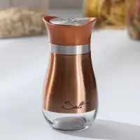 Солонка стеклянная &laquo;Сияние&raquo;, 5,5&times;5&times;11 см, цвет бронзовый, надписи МИКС