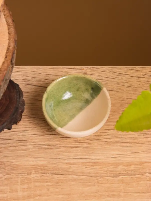 Соусник, 4&times;4&times;2 см, керамика, бежево-зелёный