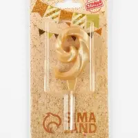 Свеча в торт &laquo;Театральная&raquo;, цифра 9, золотой металлик