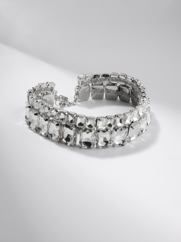 Чокер-колье &laquo;Сияние&raquo; дуэт, цвет белый в серебре, 36 см