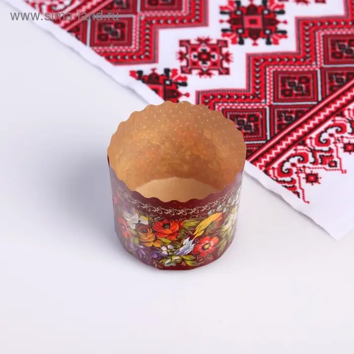 Форма бумажная для кулича &laquo;Жостово&raquo;, 7&times;6 см, МИКС