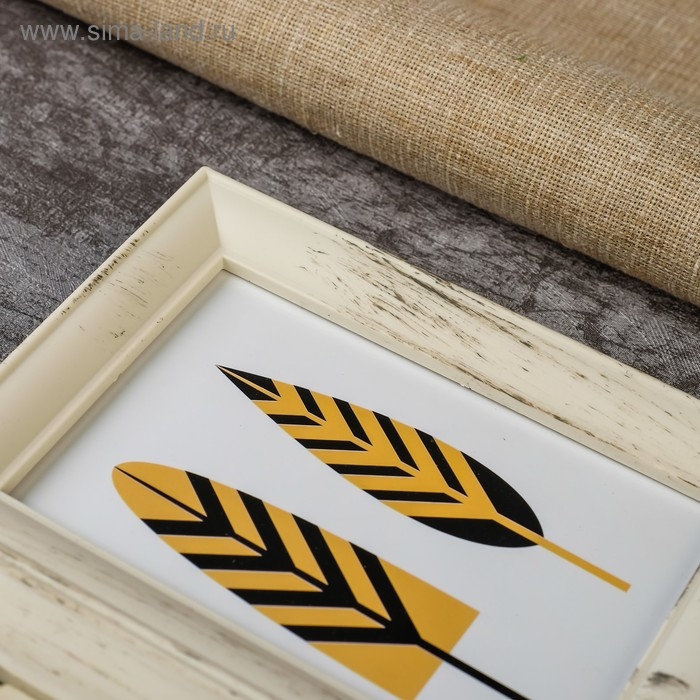 Фоторамка пластик на 4 фото 10х15 см "Узор" бежевая 35х62х2 см