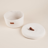 Корзина для хранения SL Home &laquo;Бэлл&raquo;, плетёная ручной работы, большая, 32&times;32&times;16 см, цвет белый