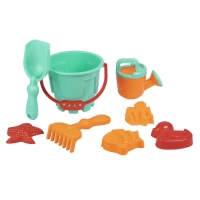 Песочный набор бирюзовый.(ведро 1,2 л,лопатка,грабли,4 формочки, лейка 0,2 л) JB5600267