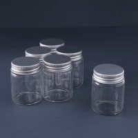 Декор для творчества стекло "Баночка с крышкой" серебро  набор 6 шт 4,7х4,7х6 см