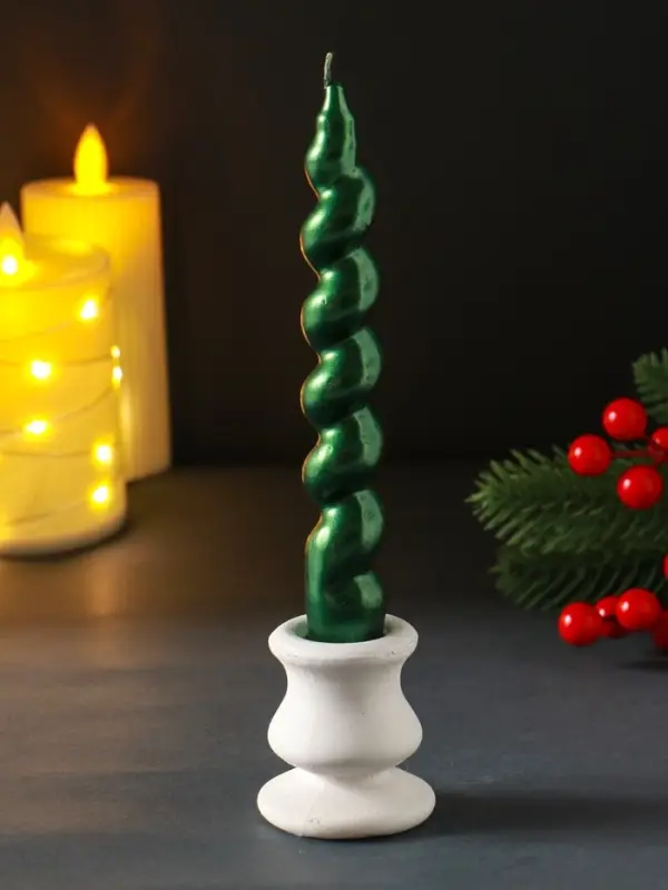 Свеча витая "LUXURY" 25*180 мм, лакированная, зеленая