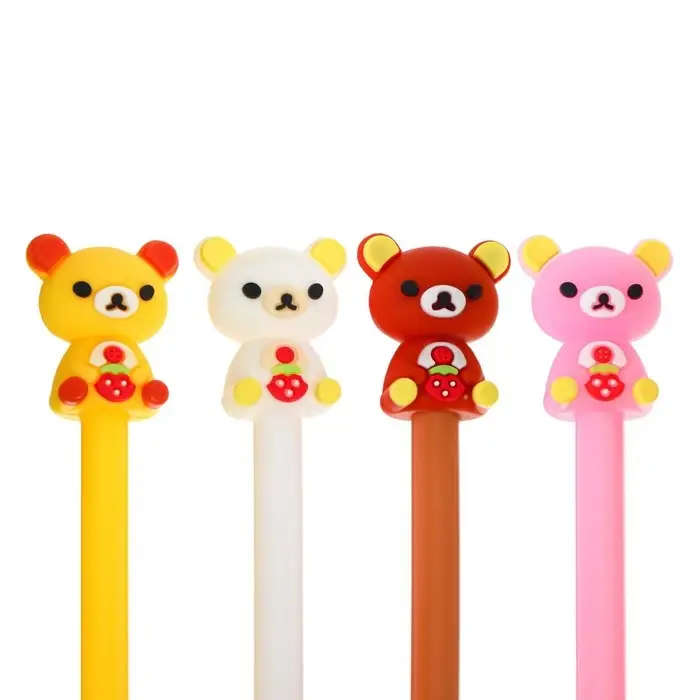 Ручка - прикол гелевая МИКС Мишка с клубничкой (штрихкод на шт.)