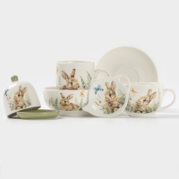 Лимонница Доляна &laquo;Зайка&raquo;, керамика, 9&times;9 см, белая