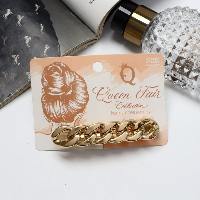 Заколка-автомат для волос &laquo;Жаклин&raquo;, средние звенья, 8 см, золото