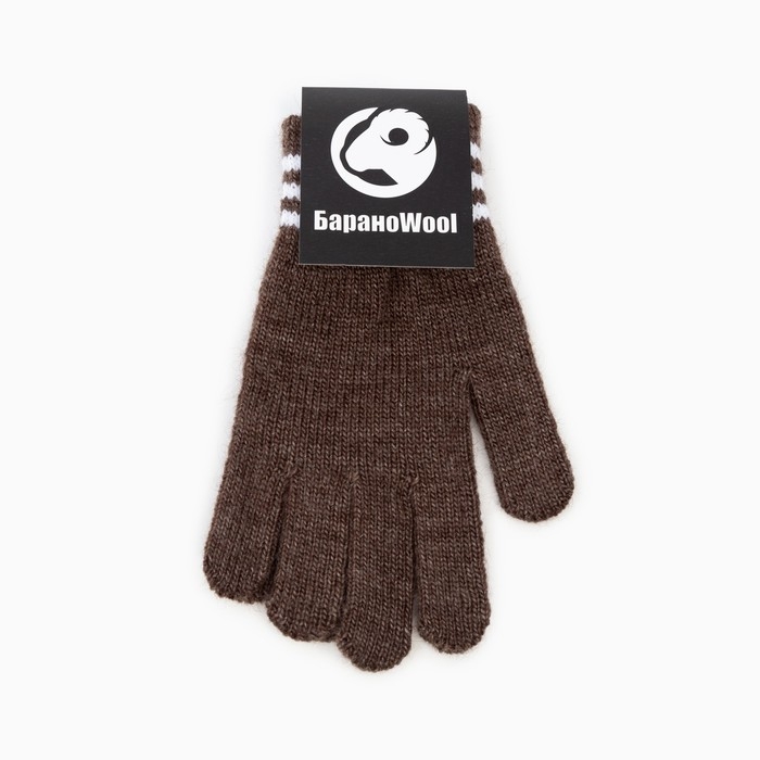 Перчатки одинарные детские, цвет коричневый, размер 16 (9-12 лет)