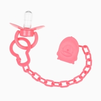 Пустышка классическая, с держателем, +0мес., цвет розовый