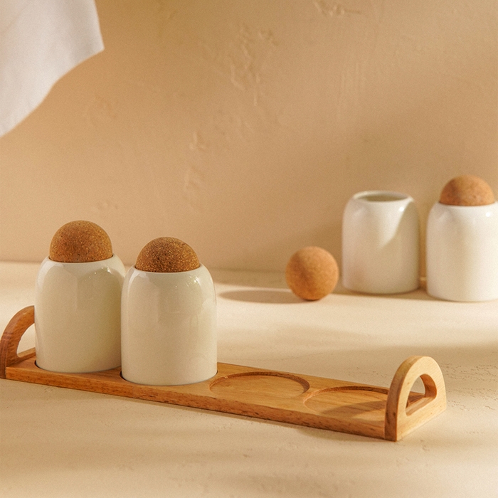 Набор банок фарфоровых для сыпучих продуктов на подставке SL Home &laquo;Тренто&raquo;, 5 предмета: 4 банки 280 мл, подставка