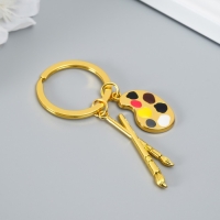 Брелок металл "Для художника - кисти и палитра" золото,серебро 7,7 см