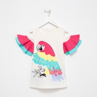 Футболка для девочки, цвет бежевый/коралловый, рост 104 см