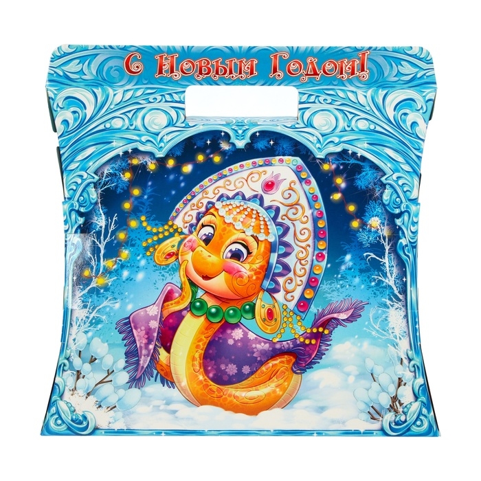 Новый год. Подарочная коробка "Сумка со змеей" 24,5 х 11,5 х 23 см.