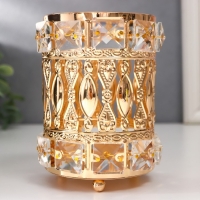 Подсвечник металл на 1 свечу "Бесконечная любовь" цилиндр золото 13х9х9 см