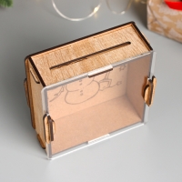 Новогодняя копилка с акрилом "Снеговик" 12х12х4 см Новогодняя копилка с акрилом "Снеговик" 12х12х4 см