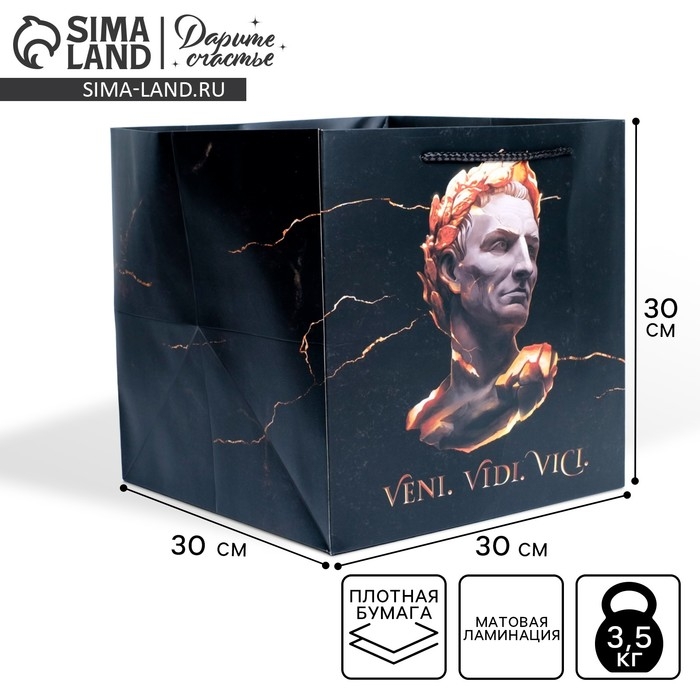 Пакет подарочный квадратный, упаковка, &laquo;Цезарь&raquo;, 30 х 30 х 30 см