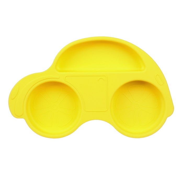 Силиконовая детская тарелка &laquo;Машинка&raquo; с секциями, цвет МИКС