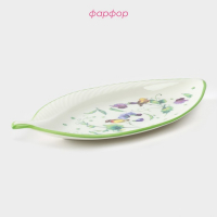 Блюдо фарфоровое Доляна &laquo;Зелёный сад&raquo;, 22,5&times;12&times;1,7 см, цвет белый