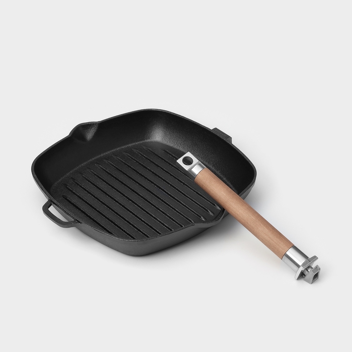 Сковорода-гриль чугунная Wild Kitchen, 26×26 см, лопатка и губка в комплекте Сковорода-гриль чугунная Wild Kitchen, 26×26 см, лопатка и губка в комплекте