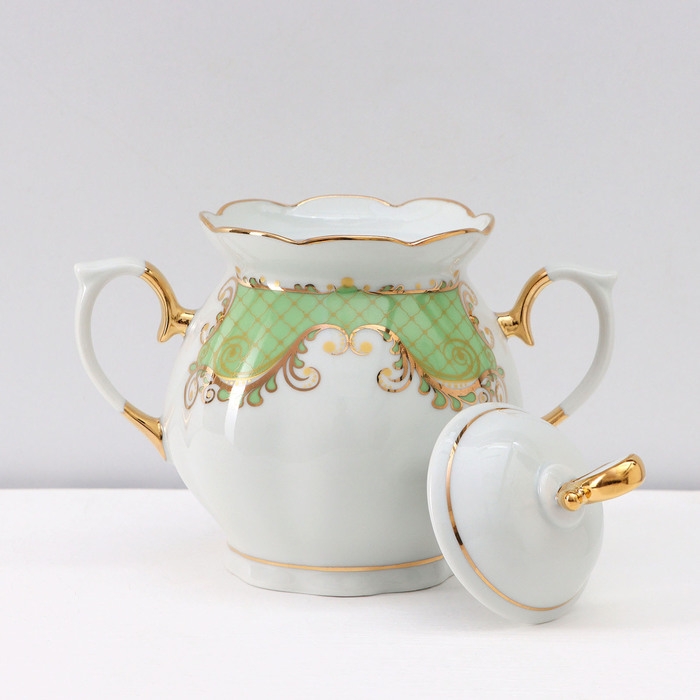 Сервиз кофейный фарфоровый &laquo;Симфония&raquo;, 15 предметов: кофейник 800 мл, сахарница 400 мл, сливочник 180 мл, чашка кофейная 110 мл, блюдце d=12 см