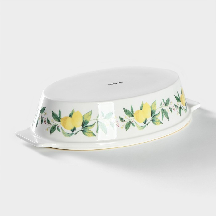 Форма для выпечки из жаропрочной керамики овальная Доляна &laquo;Лимон&raquo;, 30,5&times;18 см, цвет белый