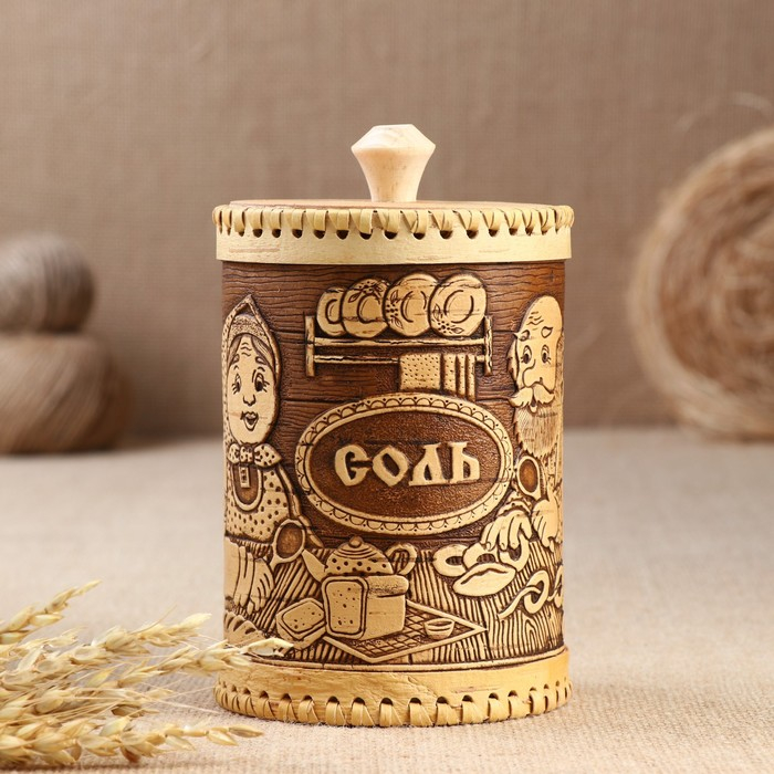 Туес &laquo;Дедушка и бабушка&raquo;, соль,10х17,5 см, береста