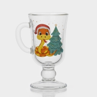 Кружка стеклянная для глинтвейна &laquo;Новогодние змейки&raquo;, 200 мл, МИКС