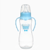 Бутылочка для кормления &laquo;Любимый сыночек&raquo;, классическое горло, приталенная, с ручками, 250 мл., от 0 мес., цвет голубой
