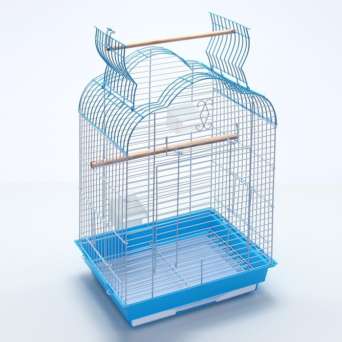 Клетка для птиц Bd-3/1o, раскрывающаяся крыша, 47,5 х 37 х 70 см, голубая
