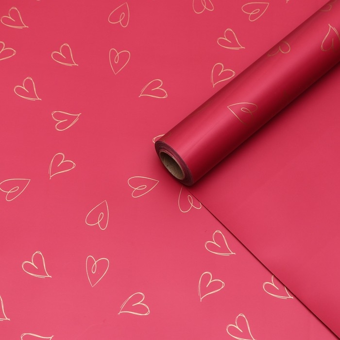 Пленка для цветов 57см x10м, красный, 65 микрон