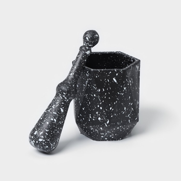 Ступка с пестиком &laquo;Грани&raquo;, 10&times;18 см, цвет чёрный