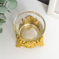 Подсвечник стекло, пластик на 1 свечу "Сердце из листьев сердце" золото 6,5х6х6 см Подсвечник стекло, пластик на 1 свечу "Сердце из листьев сердце" золото 6,5х6х6 см