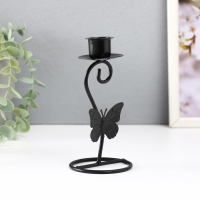 Подсвечник металл на 1 свечу "Бабочка с завитком" d=2 см чёрный 7х7х14 см Подсвечник металл на 1 свечу "Бабочка с завитком" d=2 см чёрный 7х7х14 см