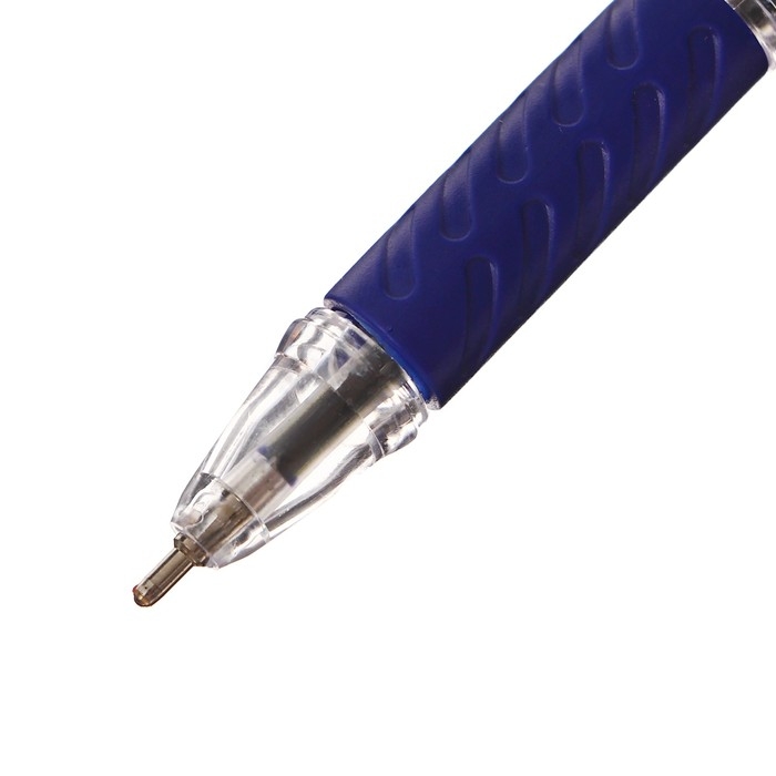 Набор шариковых ручек 12 штук, 1,0мм, корпус с резиновым держателем, чернила синие