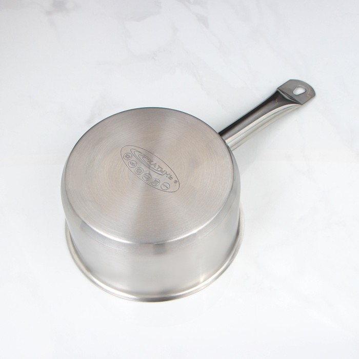 Ковш без крышки &laquo;Общепит&raquo;, 2,1 л, d=18 см, h=9 см, металлическая ручка, с теплораспределительным слоем, индукция