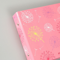 Фотоальбом 25 листов (уголки+кольца) "Одуванчики на розовом" 27х19 см