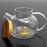 Чайник стеклянный заварочный с бамбуковой крышкой &laquo;Моментов счастья&raquo;, 1000 мл