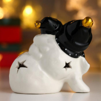 Сувенир керамика свет "Снеговички, чёрные колпаки и шарфы" 10х12х8 см Сувенир керамика свет "Снеговички, чёрные колпаки и шарфы" 10х12х8 см