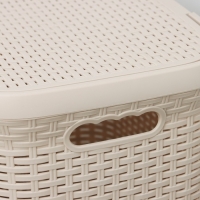 Корзина бельевая с крышкой &laquo;Ротанг&raquo;, 60 л, 34&times;44&times;55 см, цвет латте