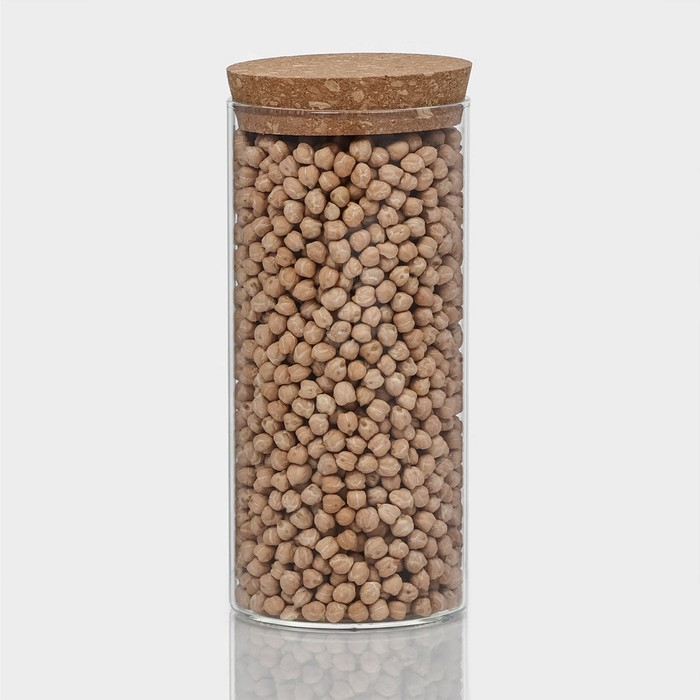 Банка стеклянная для хранения сыпучих продуктов BellaTenero &laquo;Классика&raquo;, 800 мл, 8,5&times;19 см, с пробковой крышкой
