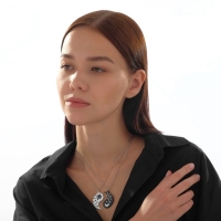 Кулоны &laquo;Неразлучники&raquo; день и ночь, цвет чёрно-белый в серебре, 45 см