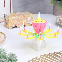 Свеча для торта музыкальная "Тюльпан", жёлтая, 12&times;5 см