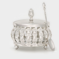 Сахарница металлическая &laquo;Ажур&raquo; с ложкой, 200 мл, 10&times;10 см