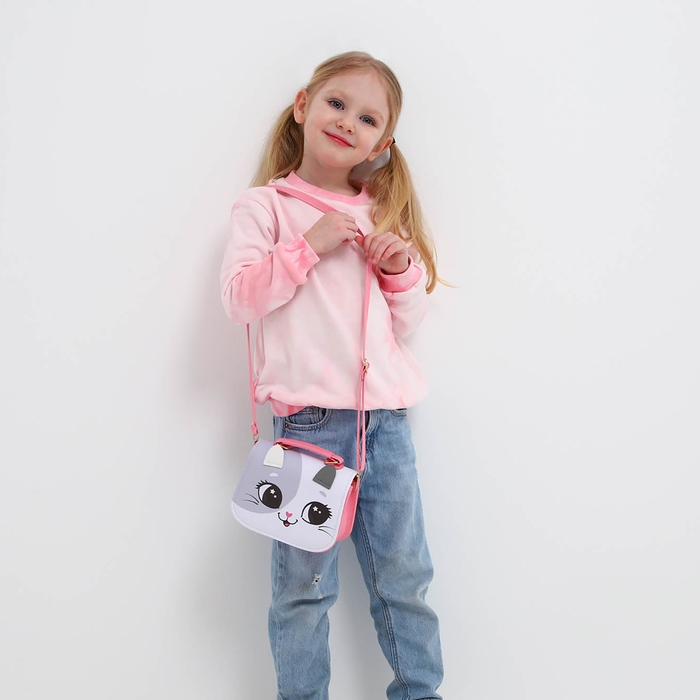 Сумка детская для девочки «Кошечка», с ушками, цвет белый/розовый, 16х6,5х12 см Сумка детская для девочки «Кошечка», с ушками, цвет белый/розовый, 16х6,5х12 см