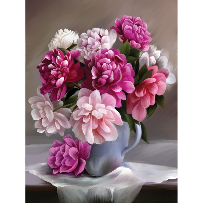 Алмазная мозаика с частичным заполнением на подрамнике &laquo;Пионы&raquo;, 30 x 40 см