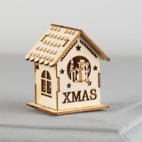 Ёлочная игрушка &laquo;Домик со снеговиком&raquo;, от батареек, свечение тёплое белое