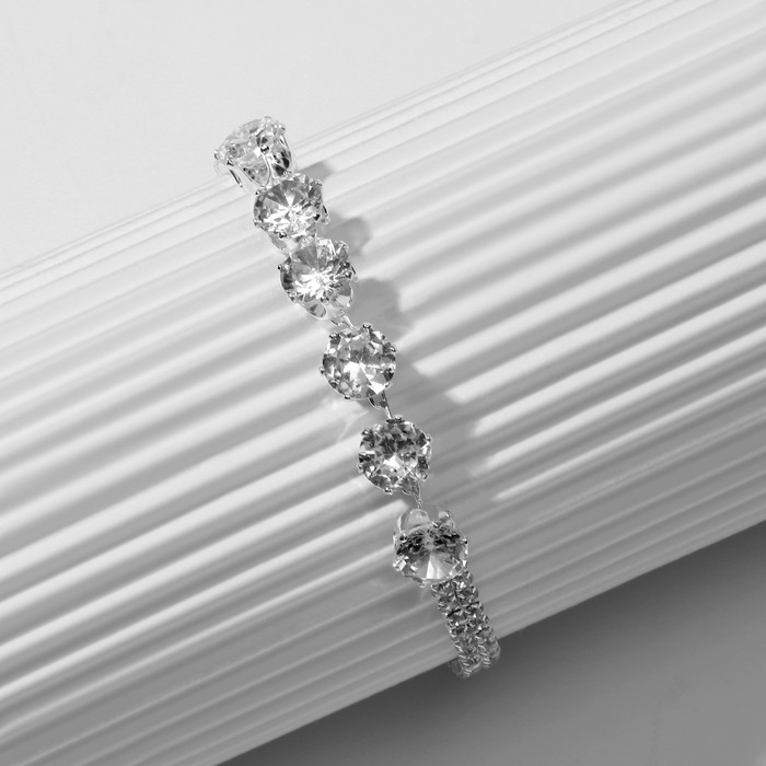 Браслет со стразами &laquo;Циркон&raquo; изыск, дорожка, цвет белый в серебре, 15см