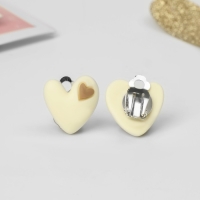 Клипсы детские &laquo;Выбражулька&raquo; сердце, цвет бежево-коричневый